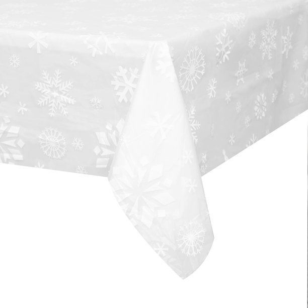 Clear Snowflakes Holiday Plastic Tablecloth, 108 x 54 in, 1ct Walmart