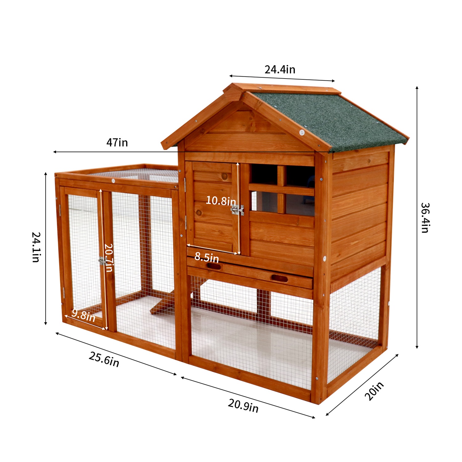 Pefilos 48" Outdoor Waterproof Rabbit Hutch, Wooden Guinea Pig Pet Cages in Natural Pefilos 48" Outdoor Waterproof Rabbit Hutch, Wooden Guinea Pig Pet Cages in Natural