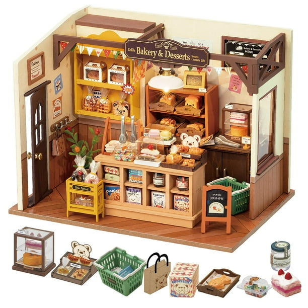 Kit de casa de muñecas Rolife Becka's Bakery Diorama con LED 1/24