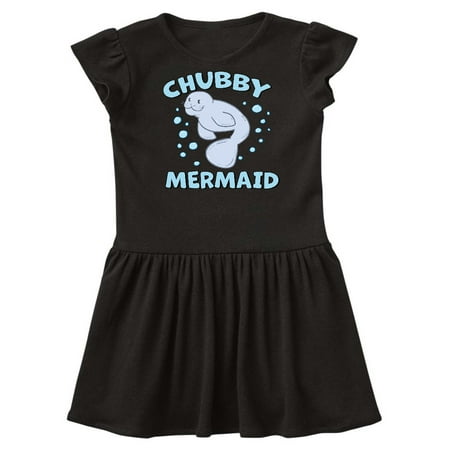 Chubby Mermaid with Cute Manatee and Bubbles Toddler Dress