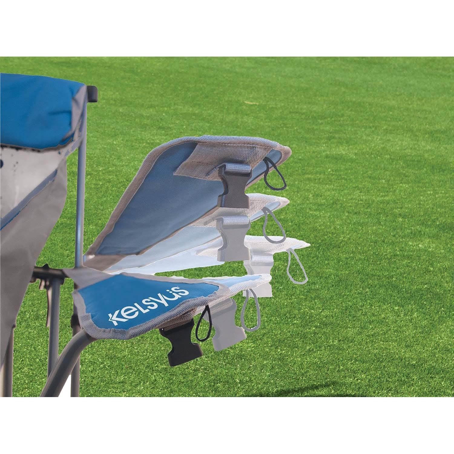 Kelsyus Mesh Folding Portable Backpack Beach Chair with Headrest & Cup Holder for Camping, Tailgates, and Outdoor Events, Blue/Gray