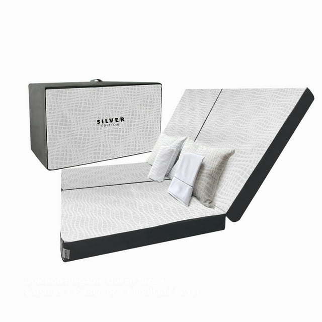 Colchón Plegable KS silver + Sábanas + Protector + Almohadas Silver