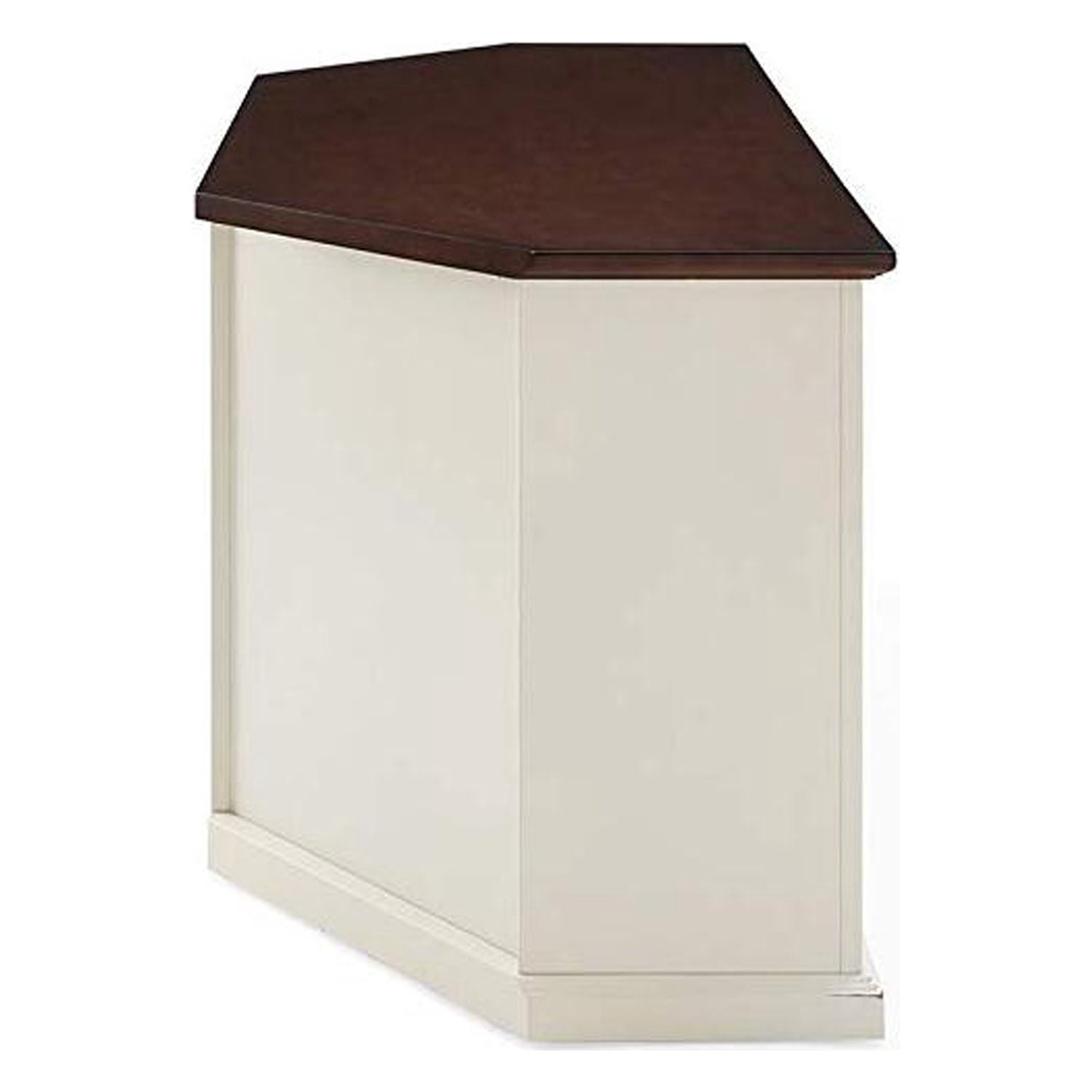 Corner TV Stand for TVs up to 65 Inch - White Finish Entertainment Center with Glass Doors & Shelves