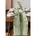 thumbnail image 4 of Table Runner Dresser Scarves 70 Inch Long, Abstract Sage Green Oil Painting Linen Dining Table Runners Retro Rustic Graffiti Artwork Tabletop Scarf for Wedding Holiday Party Kitchen, 4 of 7