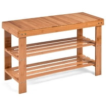 YYAo Shoe Rack, Shoe Organizer, Storage Shoe Shelf, 3 Tier Bamboo Bench Storage Shoe Shelf-Natural