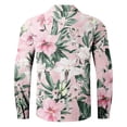 thumbnail image 4 of ZCFZJW Long Sleeve Hawaiian Shirts for Men Tropical Floral Print Summer Button Down Graphic Beach Vacation Tees Tops Loose Regular Fit Holiday Aloha T-Shirts Pink#03 S, 4 of 4