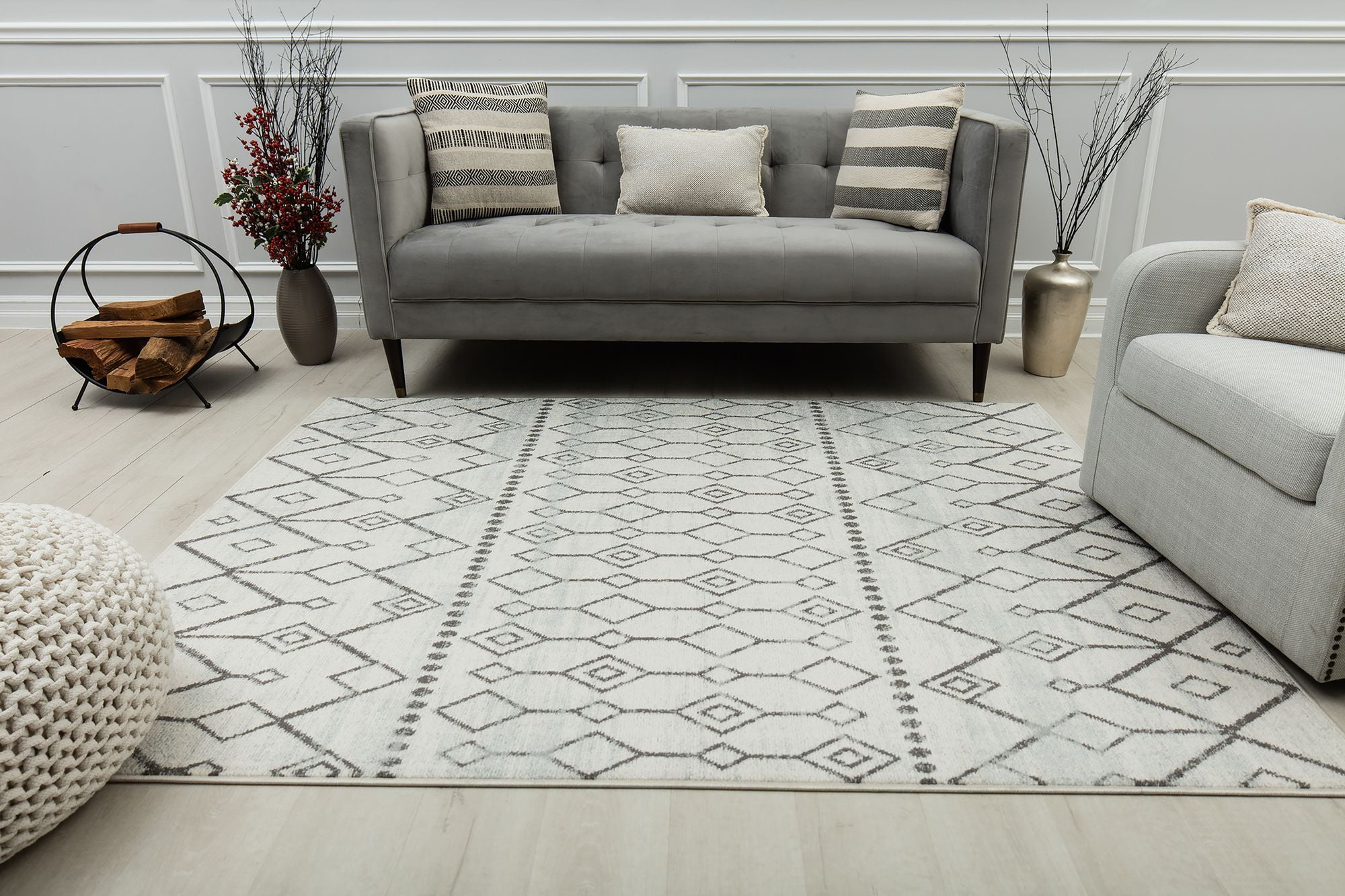 Mason Brooks Ryder KN10B Linen White Moroccan Tribal White Area Rug, 8'3"X10'0"