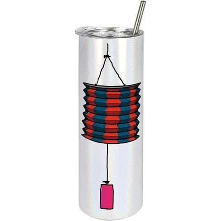 

Athenstics Asian 20 Oz Skinny Tumbler Oriental Vibes with Geometrical Heart Shapes Fun Celebration with Friends Leak-Proof Straw Lid and Brush Vacuum Insulated for Outdoor Use Dark Blue and Red