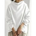 thumbnail image 5 of Womens Oversized Sweatshirts Stand Collar Pullover Long Sleeve Hoodies Tops Fall Fashion Outfits Clothes White XL, 5 of 9
