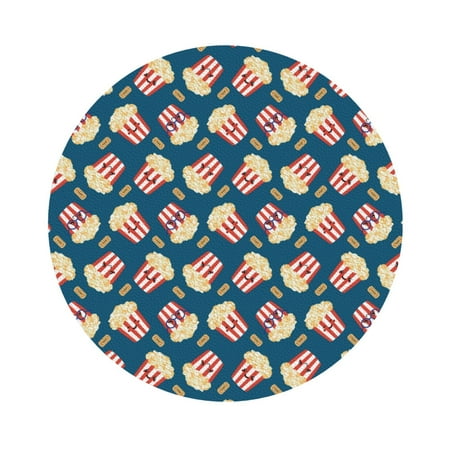 

Cauagu Popcorn With Glasses for Round Coaster Drink Coasters Set of 4 Leather Bar Beer Beverage Cup Mat for Drinks for Tabletop Protection & Coffee Table Decor