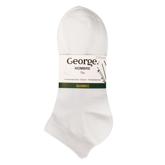 Tín George para Hombre, de Bambú Color Blanco 3 Pares Unitalla