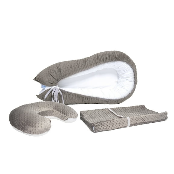 Pack de Bebé con Nido + Almohada de Lactancia + Cambiador Gris