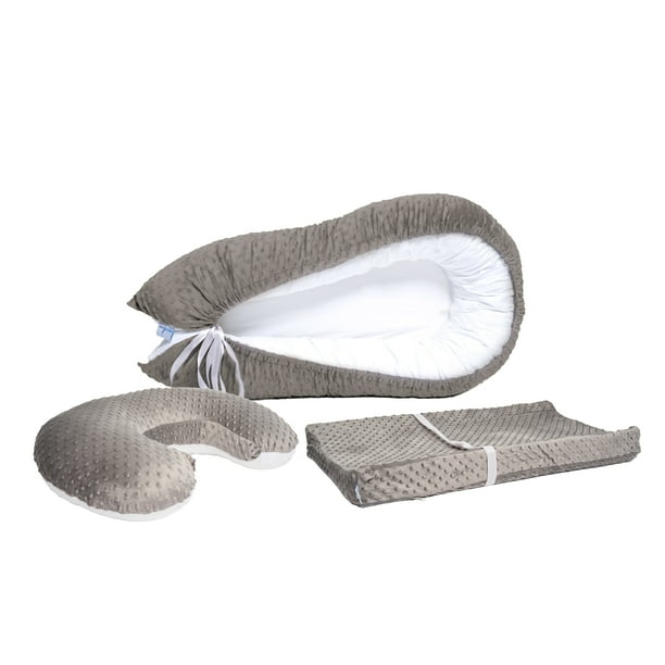 Pack de Bebé con Nido + Almohada de Lactancia + Cambiador Gris