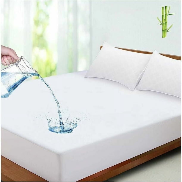 Protector de Colchón Impermeable 140x190/200 cm, Fibra de Bambú, Protector de Colchón Transpirable, Hipoalergénico, Antiácaros, Antibacteriano, Silencioso, Ultra Suave, Sábana Bajera, Funda de