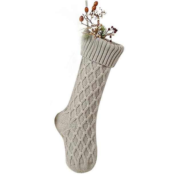 Calcetines largos personalizados para decoración del hogar, medias largas navideñas con patrón de tejido de Cable, decoración navideña, 2023