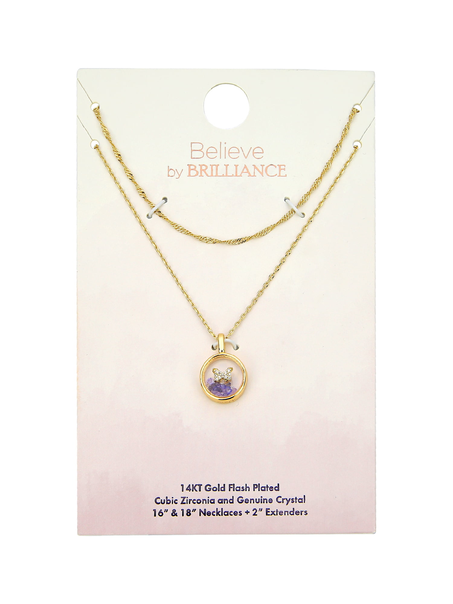Believe by Brilliance Crystal and Cubic Zirconia Round Shaker Necklaces in 14KT Gold Flash Plated
