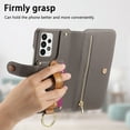 thumbnail image 2 of ELEHOLD Case for Samsung Galaxy A52 5G, RFID Blocking Zipper Leather Wallet Stand Case with Card Slot & Wrist Strap & Ring Holder,Gray, 2 of 10