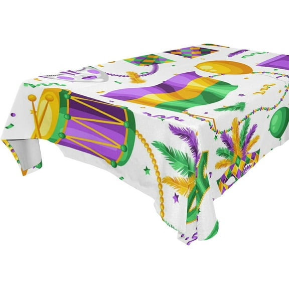 SKYSONIC Mardi Gras Tablecloth Waterproof Washable Polyester Square Table Cover Durable Tablecloth for Kitchen Dining Table Party Decor (60 X 120 Inch)
