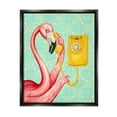 thumbnail image 2 of Stupell Industries Flamingo Using Retro Telephone Patterned Flower Motif Graphic Art Metallic Gold Floating Framed Canvas Print Wall Art, Design by Amelie Legault, 2 of 5