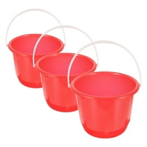 BRIGHTFUFU 3Pcs Red Plastic Water Bucket for Outdoor and Portable Use 15.7X7.5X6.3in