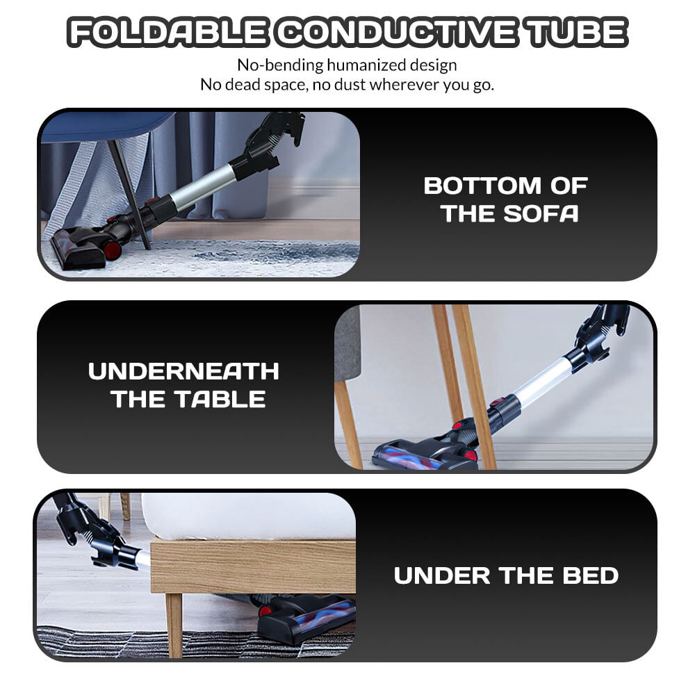 Cordless Vacuum Cleaner,KEPEAK 21KPA Stick Vacuum with 40Min Detachable Battery Vacuum Cleaner for Home Hard Floor Car Carpet