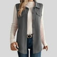 thumbnail image 3 of larppty Womens Fashion Corduroy Shackets Button Down Jackets Tops Fall Trendy Lightweight Long Sleeve Vests Blazer (Dark Gray, L), 3 of 3