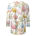 thumbnail image 4 of Easter Shirt for Women Watercolor Eggs And Floral Graphic Tunic Three Quarter Sleeve Crewneck Soft Stretch Fabric Festival Apparel Gift For Women, 4 of 6