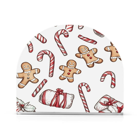 Christmas Gingerbread Man Thick U Shape Acrylic Napkin Holder Non Slip Space Saving for Kitchen
