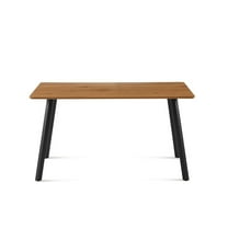 EBQOSK Modern Design Rectangle MDF Restaurant Wooden Dining Table with Metal Frame Walnut