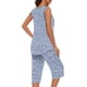 thumbnail image 5 of Conjunto de Ropa de Salón para Mujer Cuello Redondo Blusa sin Mangas Sólida Y Pantalones Cortos de Cintura Elástica Pantalones, Pantalones Cortos de Verano para Mujeres, 5 of 7