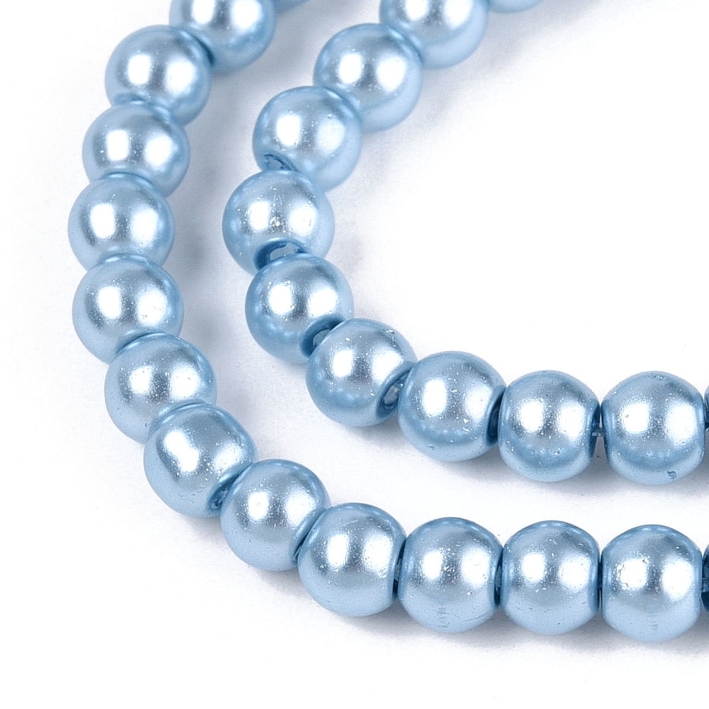 Baking Painted Pearlized Glass Pearl Round Bead Strands Light Sky Blue 4~5mm Hole: 1mm about 200~210pcs/strand 31.4 inch