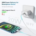 thumbnail image 2 of Cargador Deloni para iPhone, 20 W, USB C, carga rápida, 3 m, blanco, paquete de 2, 2 of 9