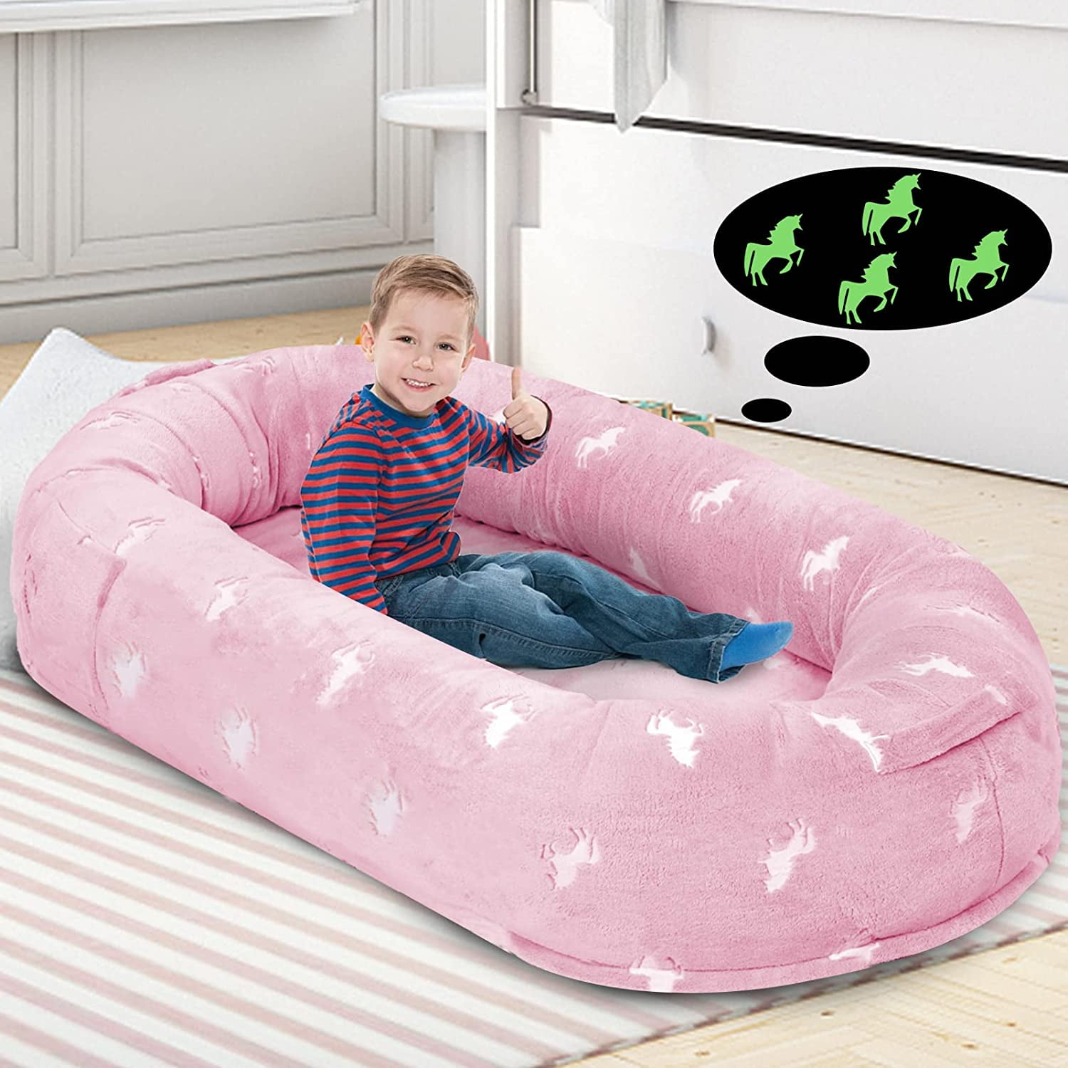ZonLi Human Dog Bed, 57"x37.4"x12.5" Glow in the Dark Large Bean Bag