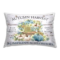Stupell Industries Pumpkins & Flowers Harvest Decorative Printed Throw Pillow, 14 x 20