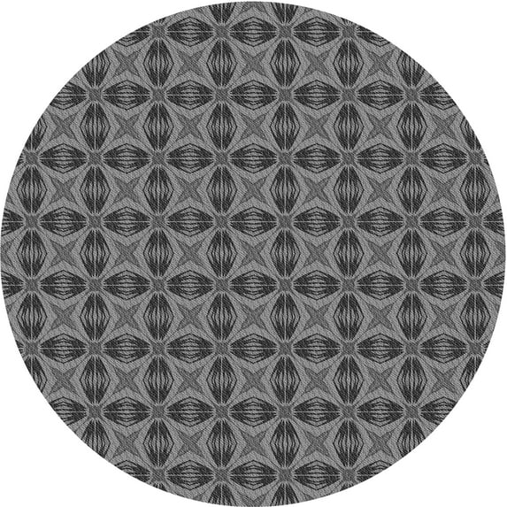 Ahgly Company Indoor Round Patterned Black Eel Black Area Rugs, 8' Round