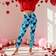 thumbnail image 4 of Ecqkame Women's Valentines Day Leggings Hearts Print Yoga Sports Fitness Pants Casual Hip Stretch Tight Pants Light Blue XXL, 4 of 9
