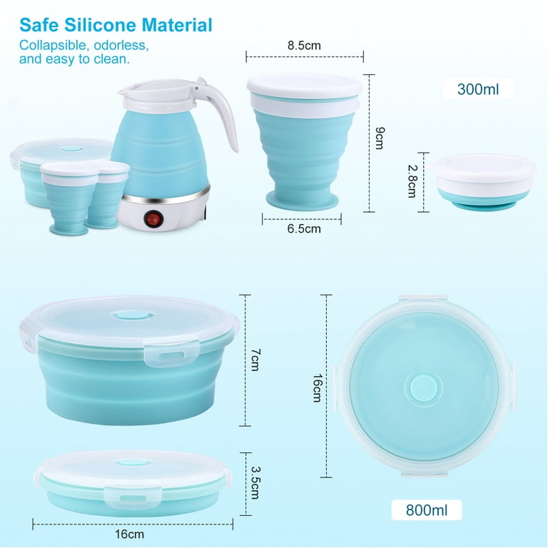 Travel Electric Kettle Portable Small Collapsible Kettle 600W, 5Mins Quick  Water Boiler for Making Tea/Coffee, Food Grade Silicone BPA Free 600Ml 110V