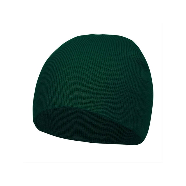 Short Cuffless Beanies, Dark Green