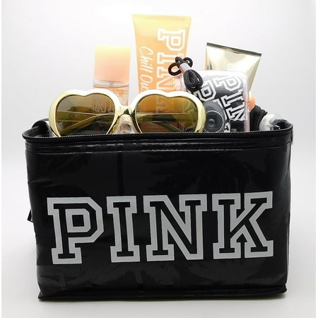Victoria's Secret PINK Beach Life Set: Sunglasses, Sun Kissed Body Mist 2.5 Fl Oz., Luminous Body Bronzer 2.5 Fl Oz., Chill Out After Sun Soother 3.4 Fl Oz., Waterproof Disposable Camera