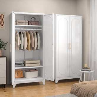 Rimax Rattan-look PP Resin 2-shelf Lockable Wardrobe Cabinet