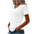 thumbnail image 5 of Elwylmiz Women's V Neck T Shirt Short Sleeve Basic Tee Tops Casual Soft Comfy Summer Fall Shirts, 5 of 5