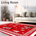 thumbnail image 2 of ODIKA 6'x9' Machine Washable Non-Slip Area Rug, Festive Jolly Santa Sleigh Winter Holiday Pathway Decoration High Traffic Rug with Pad, Red, 605907, 2 of 8