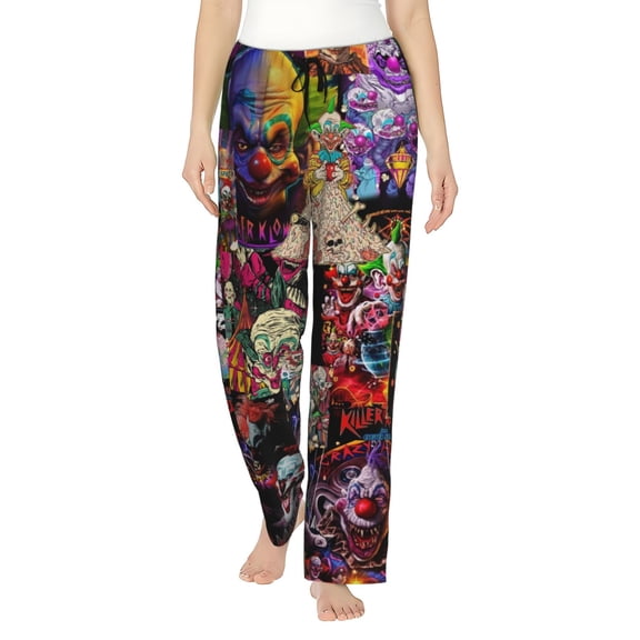 Killer Klowns From Outer Space Women's Pajama Pants, Comfy All Over Print Lounge Pants Casual Sleepwear with Pockets & Drawstring