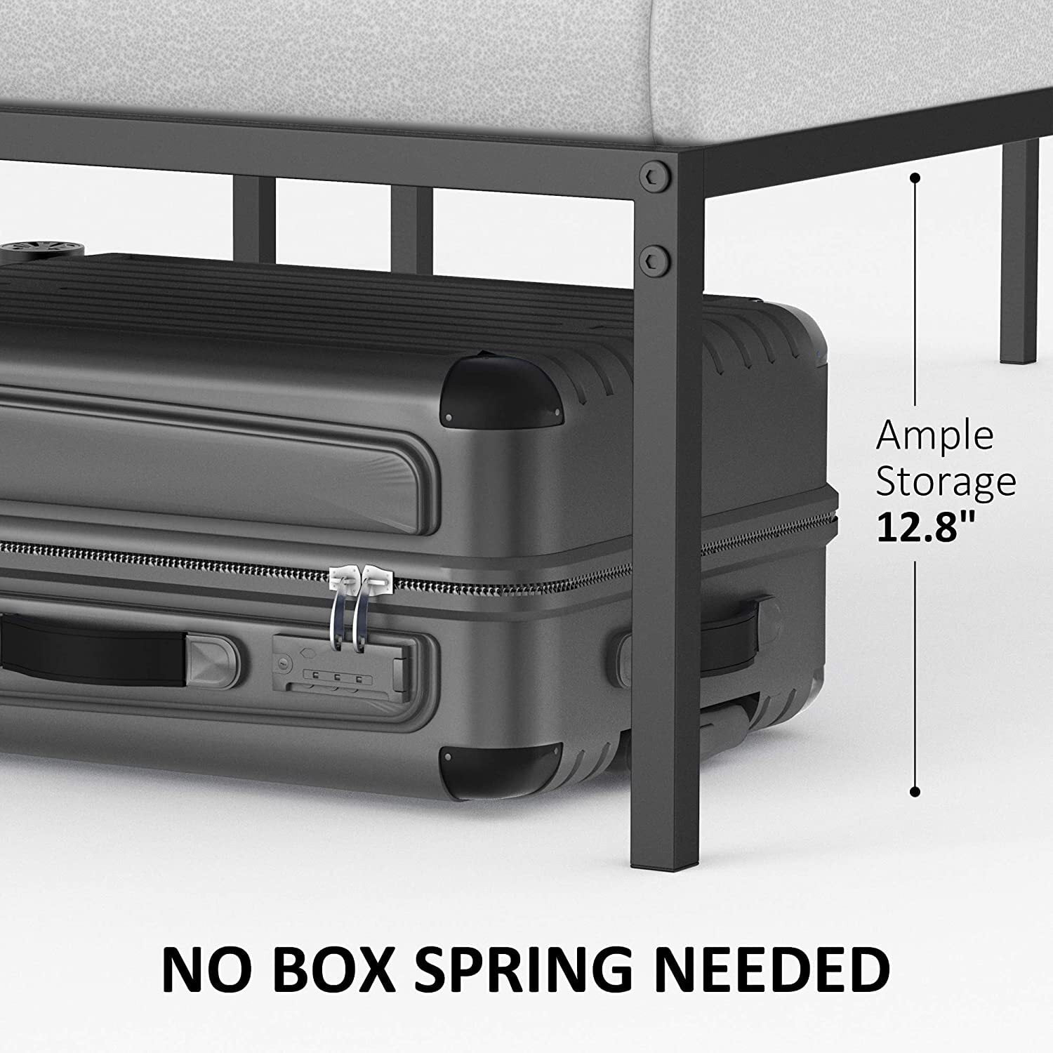 Garvee 13.8 inch Under Bed Storage Standard Bed Frames, Queen,  60.3 x 80 x 13.8", Black