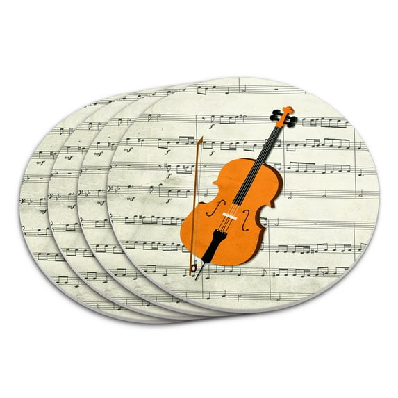 Cello Sheet Music Notes Treble Clef Coaster Set