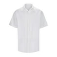 thumbnail image 3 of Men's Linen Short Sleeved T Shirt Loose Undershirt Solid Color Short Sleeved Cotton Linen Shirt For Men Beach Plus Size Men Short Sleeved Shirt, 3 of 7