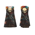 thumbnail image 7 of Lsque Vibrant Skull Soldier Pattern Summer Dresses for Women – Sleeveless T-Shirt Swing Sundress, Perfect for the Beach and Casual Days, 7 of 7