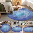 thumbnail image 5 of Round Rug 3.3Ft Washable Non-Slip, Boho Flowers Circle Area Rugs for Living Room Bedroom, Blue Floral Bohemian Vintage Country Indoor Floor Mats Carpet Runner for Home Decor Aesthetic, 5 of 8