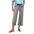 thumbnail image 1 of Women's Linen High Waisted Drawstring Culotte Pants Summer Elastic Waist Wide Leg Cropped Capri Pants With Pockets, 1 of 5