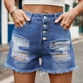 thumbnail image 6 of Summer Denim Shorts for Women High Waisted Distressed Ripped Jean Shorts Casual Stretch Vintage Hot Shorts with Pockets, 6 of 7